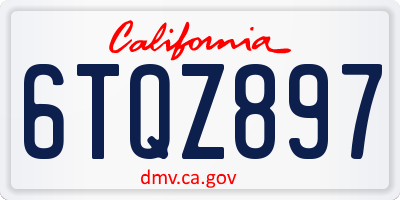 CA license plate 6TQZ897