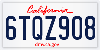 CA license plate 6TQZ908