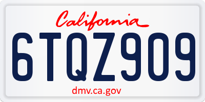 CA license plate 6TQZ909