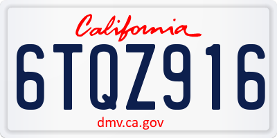 CA license plate 6TQZ916