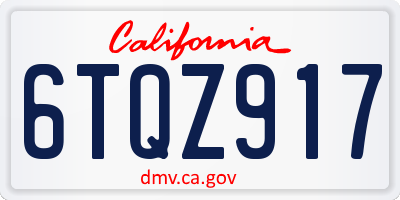 CA license plate 6TQZ917