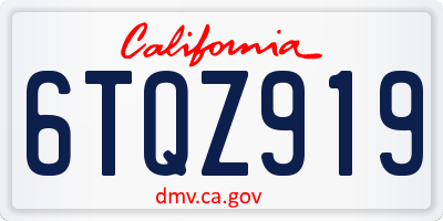 CA license plate 6TQZ919