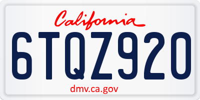 CA license plate 6TQZ920