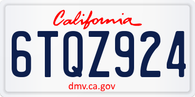 CA license plate 6TQZ924