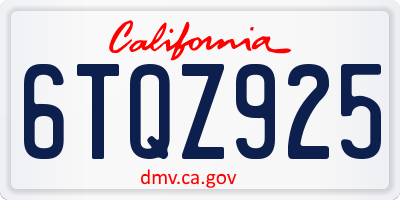 CA license plate 6TQZ925