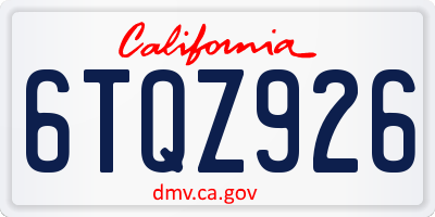 CA license plate 6TQZ926