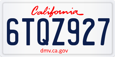 CA license plate 6TQZ927