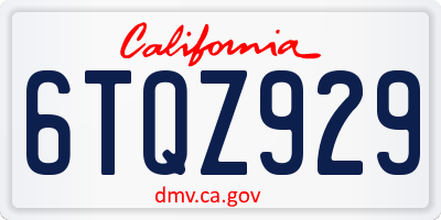 CA license plate 6TQZ929