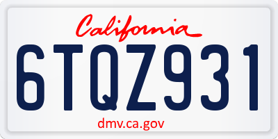 CA license plate 6TQZ931