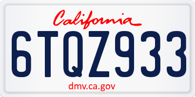 CA license plate 6TQZ933