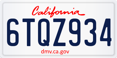 CA license plate 6TQZ934