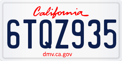 CA license plate 6TQZ935