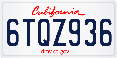 CA license plate 6TQZ936