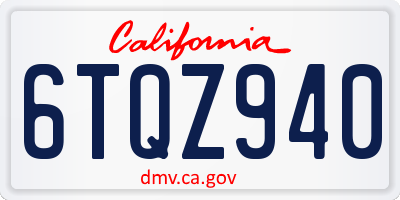 CA license plate 6TQZ940