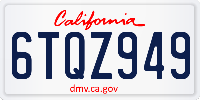 CA license plate 6TQZ949