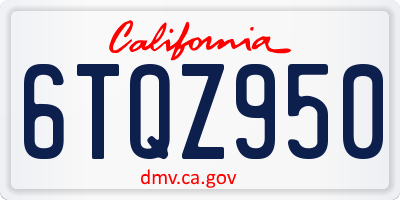 CA license plate 6TQZ950