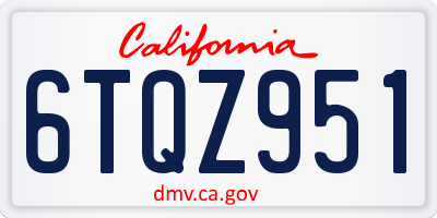 CA license plate 6TQZ951