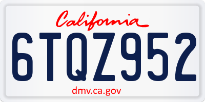 CA license plate 6TQZ952