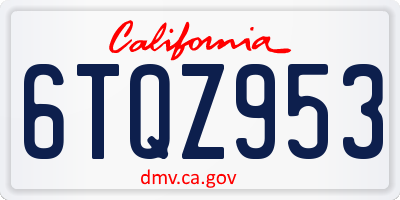 CA license plate 6TQZ953