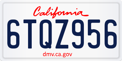 CA license plate 6TQZ956