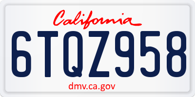 CA license plate 6TQZ958