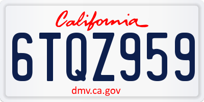 CA license plate 6TQZ959