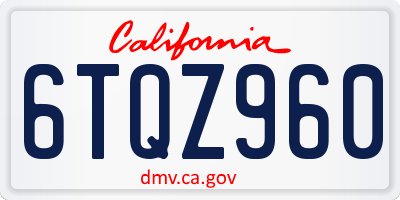 CA license plate 6TQZ960