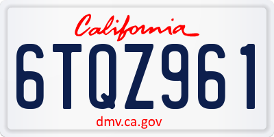 CA license plate 6TQZ961