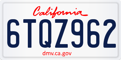 CA license plate 6TQZ962