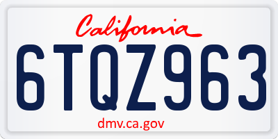 CA license plate 6TQZ963