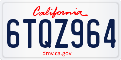 CA license plate 6TQZ964