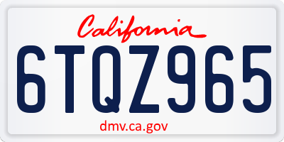 CA license plate 6TQZ965