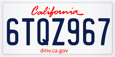 CA license plate 6TQZ967