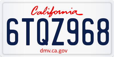 CA license plate 6TQZ968