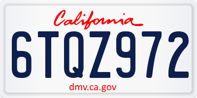 CA license plate 6TQZ972