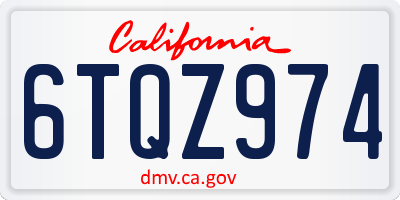 CA license plate 6TQZ974