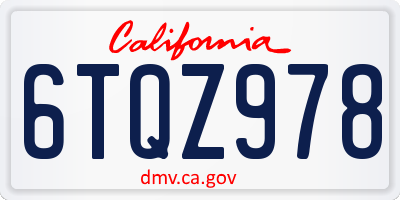 CA license plate 6TQZ978