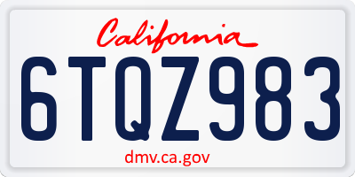 CA license plate 6TQZ983