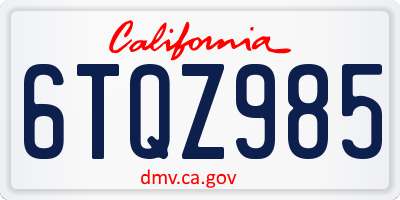 CA license plate 6TQZ985