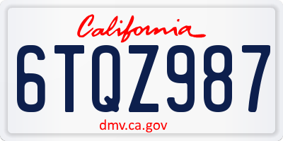 CA license plate 6TQZ987
