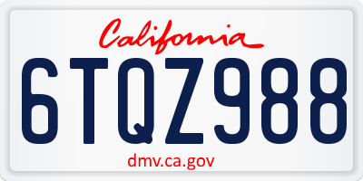 CA license plate 6TQZ988