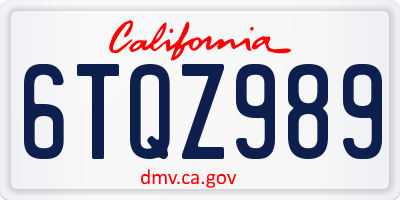 CA license plate 6TQZ989