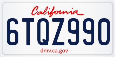 CA license plate 6TQZ990