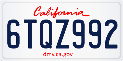 CA license plate 6TQZ992