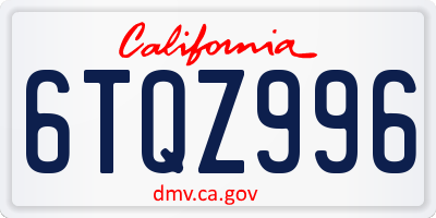 CA license plate 6TQZ996