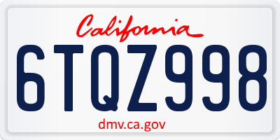 CA license plate 6TQZ998