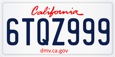 CA license plate 6TQZ999