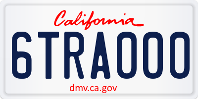 CA license plate 6TRA000