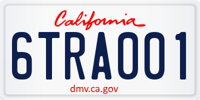 CA license plate 6TRA001