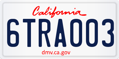 CA license plate 6TRA003